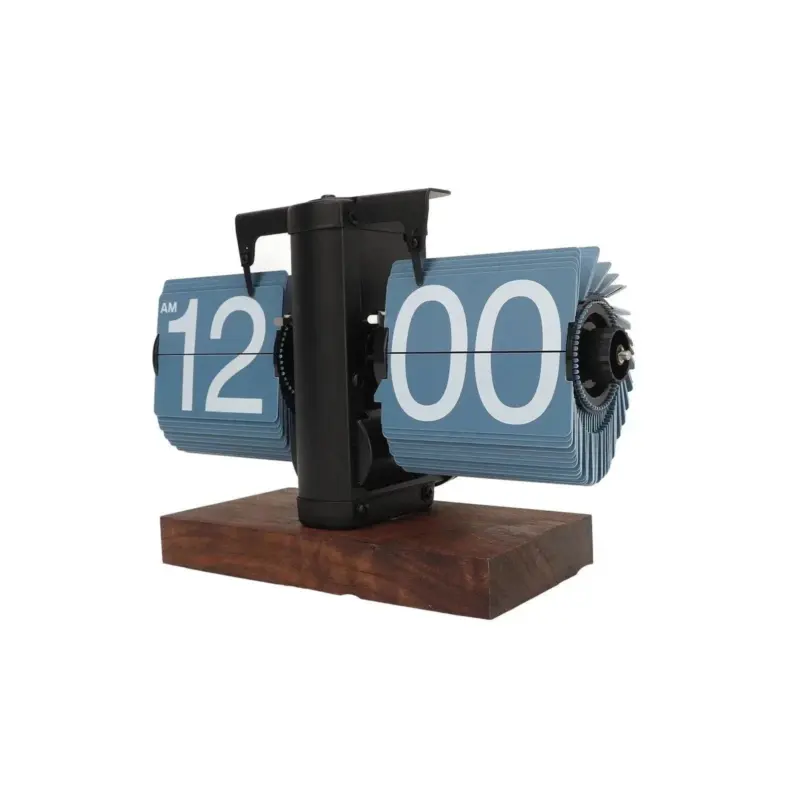Flip down clock Walnut wood Vintage clock Retro Mechanical tag1