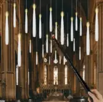 Floating Candles with Magic Wand Flickering Taper Flameless Hanging Candles for Christmas Halloween Birthday Parties Home Decor and Gifts tag1