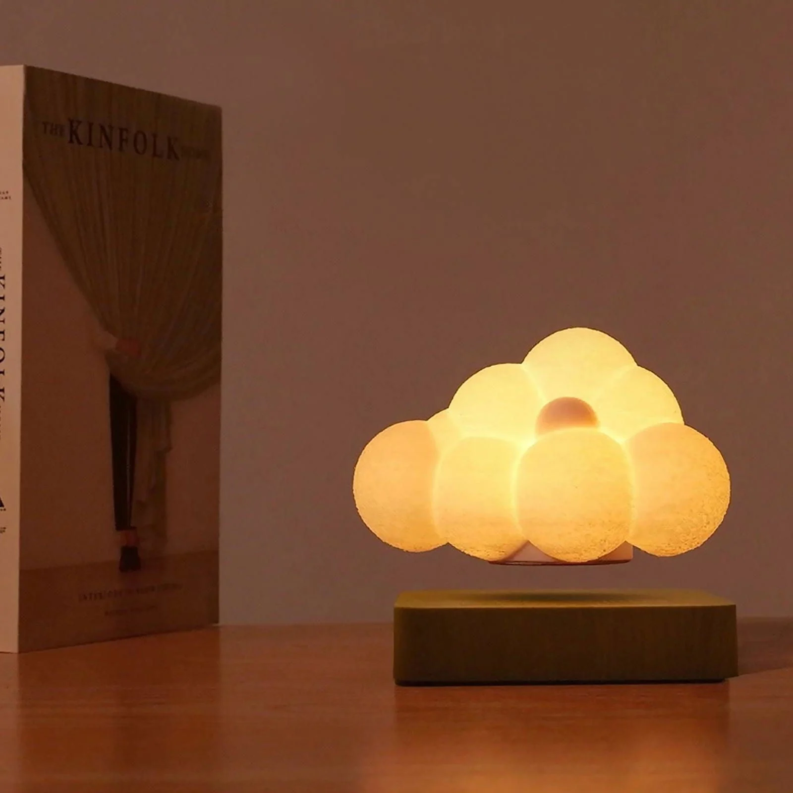 Floating Cloud Wooden Base Lamp -