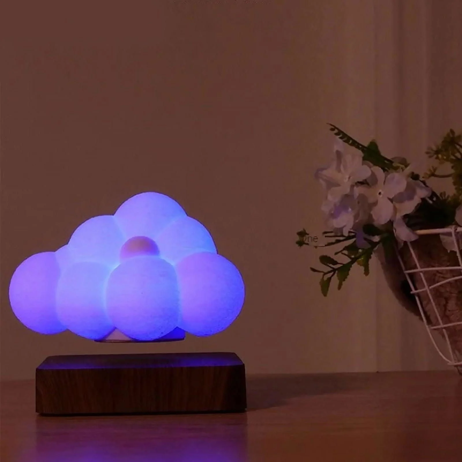 Floating Cloud Wooden Base Lamp -