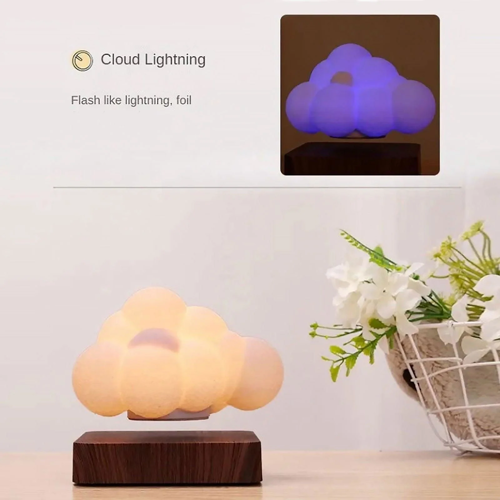 Floating Cloud Wooden Base Lamp -