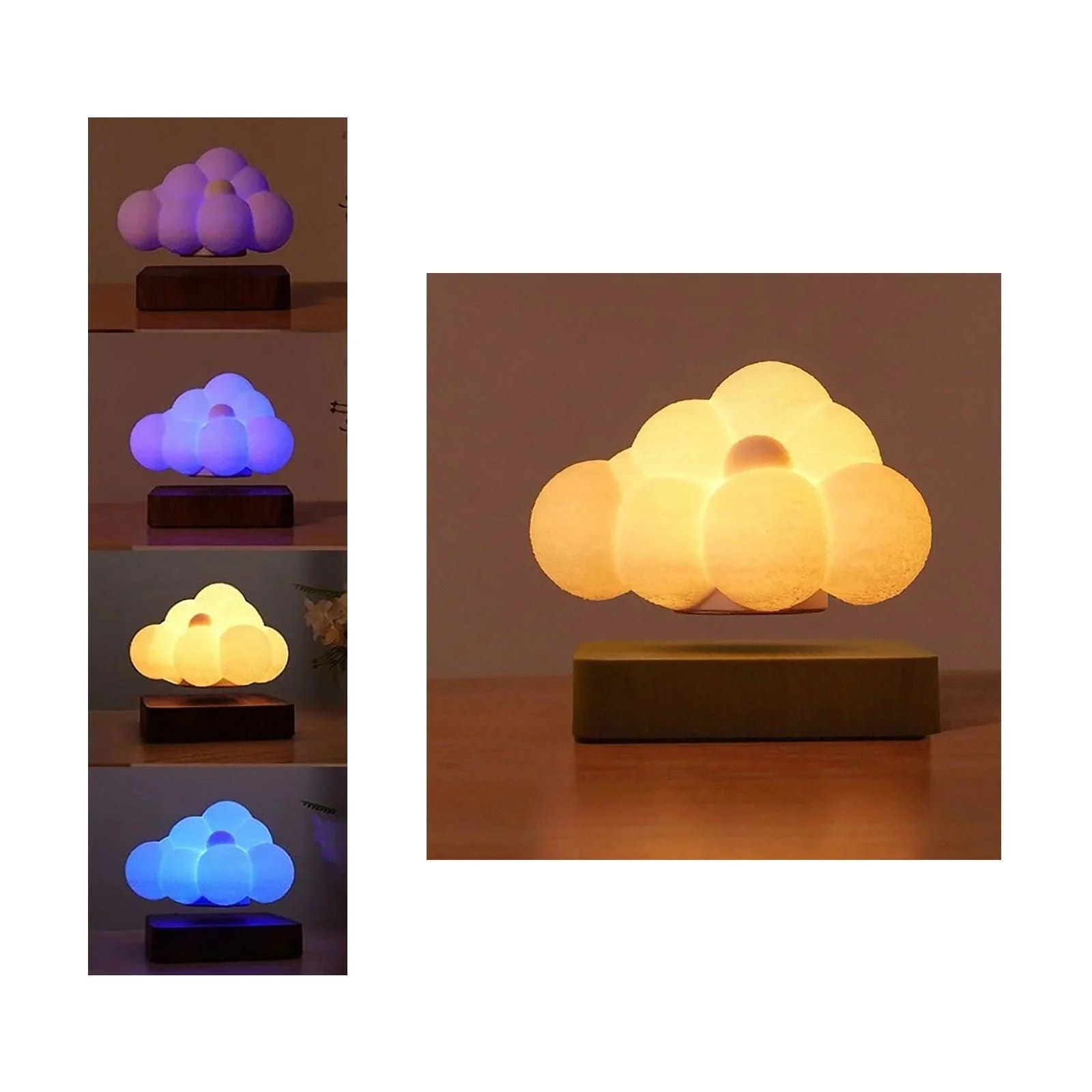 Floating Cloud Wooden Base Lamp -