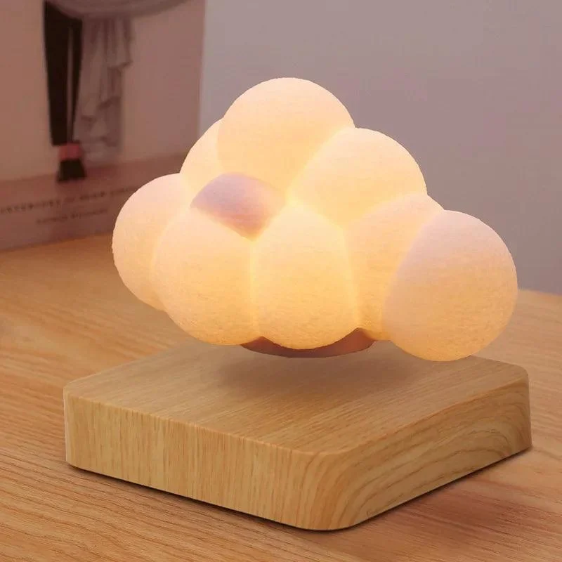 Floating Cloud Wooden Base Lamp -