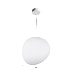 Floating Pebble Dining Room Pendant Light in Cream Glass with 1 Bulb Minimalist Hanging Ceiling Light