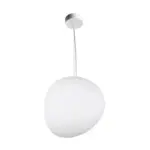 Floating Pebble Dining Room Pendant Light in Cream Glass with 1 Bulb Minimalist Hanging Ceiling Light tag1