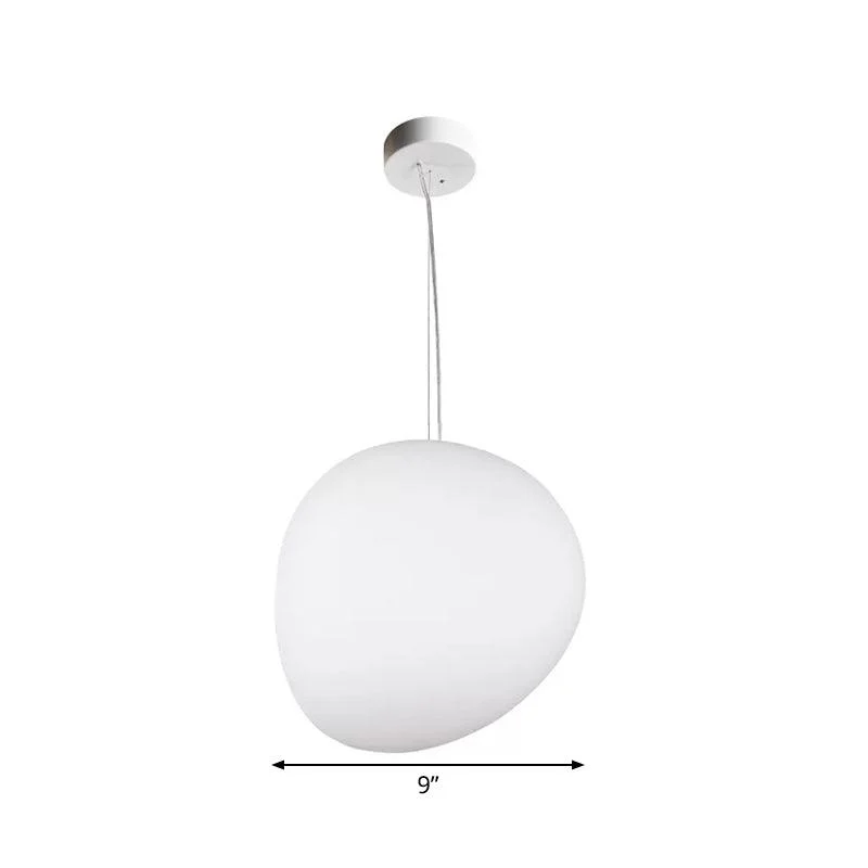 Floating Pebble Dining Room Pendant Light in Cream Glass with 1 Bulb Minimalist Hanging Ceiling Light -  - #tag1#