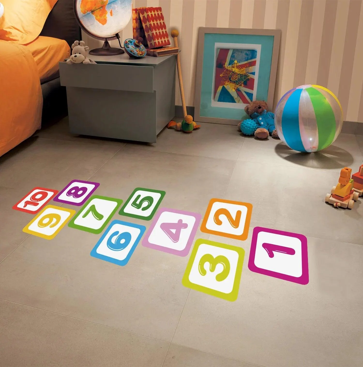 Floor stickers - Grid game - Number Cartoon - Waterproof -  - #tag1#