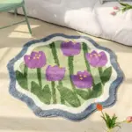 Floral Fluffy Hand Crafted Round Rug