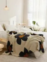 Floral Knitted Microfiber Throw Blanket