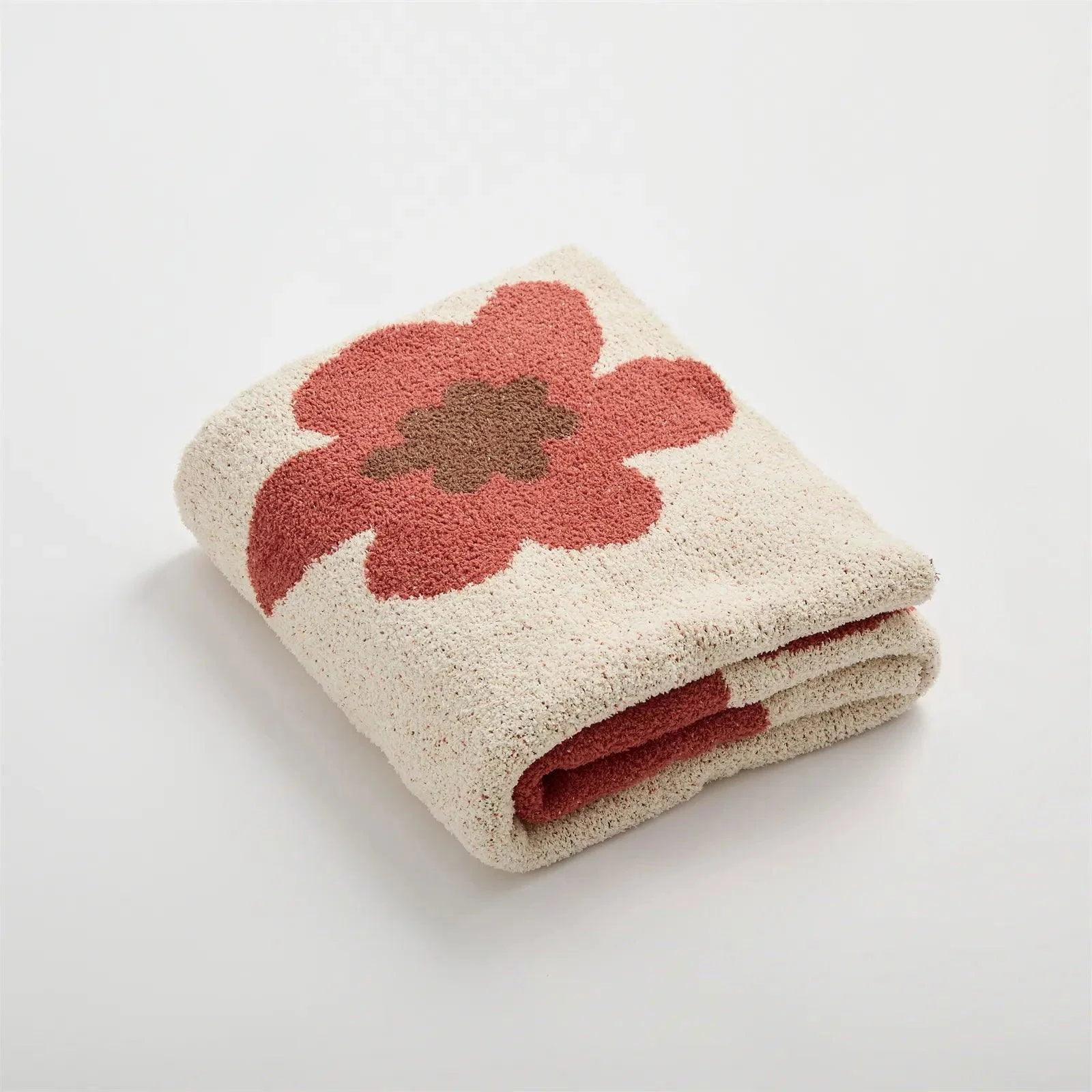 Floral Knitted Microfiber Throw Blanket -