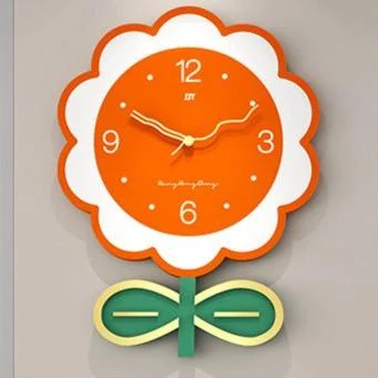Floral Large Size Silent Wall Clock for Living Room -