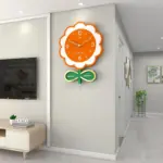 Floral Large Size Silent Wall Clock for Living Room