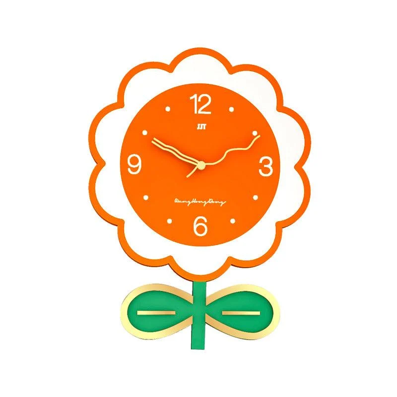 Floral Large Size Silent Wall Clock for Living Room -