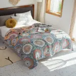 Floral Muslin Bed Cover tag1