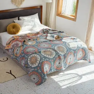 Floral Muslin Bed Cover