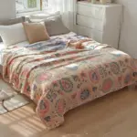 Floral Muslin Bed Cover tag1