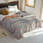 Floral Muslin Bed Cover tag1