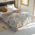 Floral Muslin Bed Cover tag1