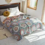 Floral Muslin Bed Cover tag1