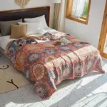 Floral Muslin Bed Cover tag1