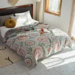 Floral Muslin Bed Cover tag1