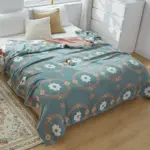 Floral Muslin Bed Cover tag1
