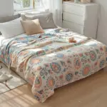 Floral Muslin Bed Cover tag1