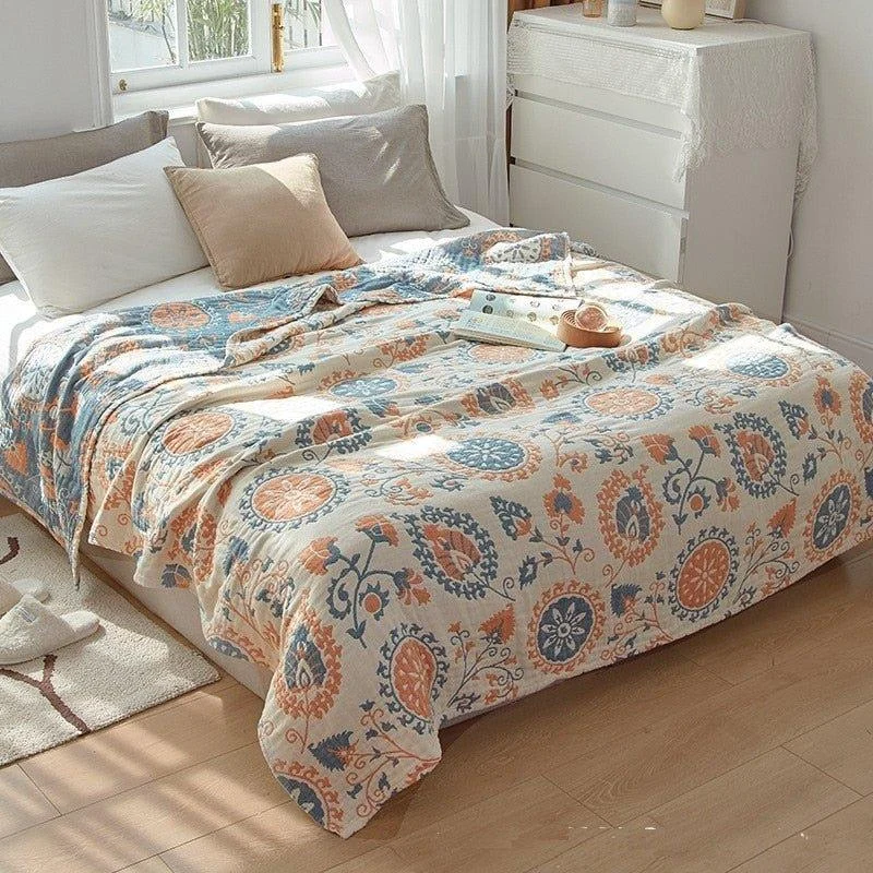 Floral Muslin Bed Cover -  - #tag1#