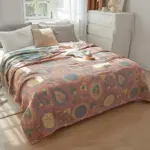 Floral Muslin Bed Cover tag1