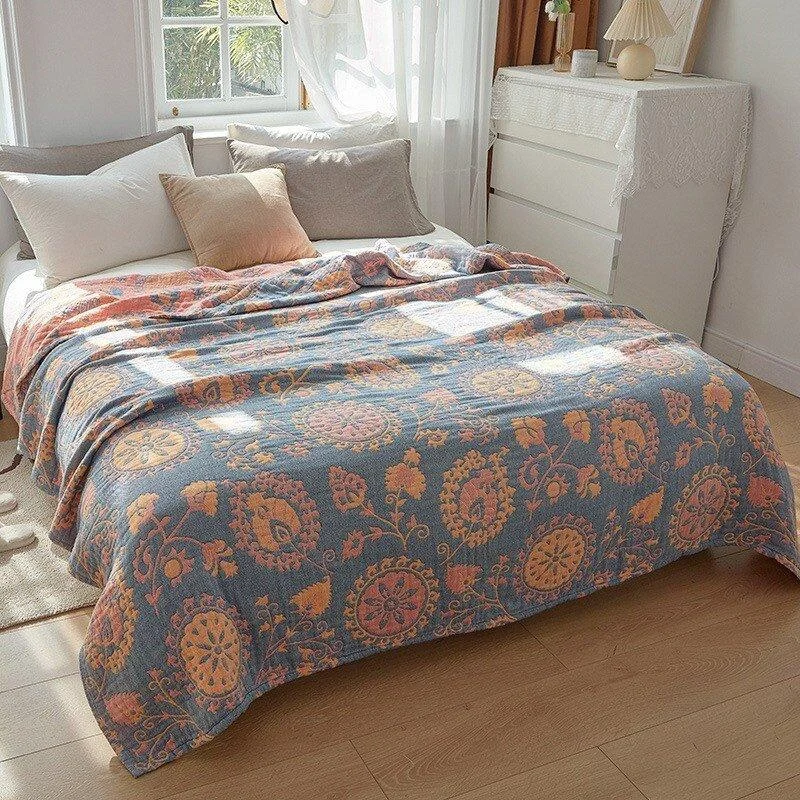 Floral Muslin Bed Cover -  - #tag1#