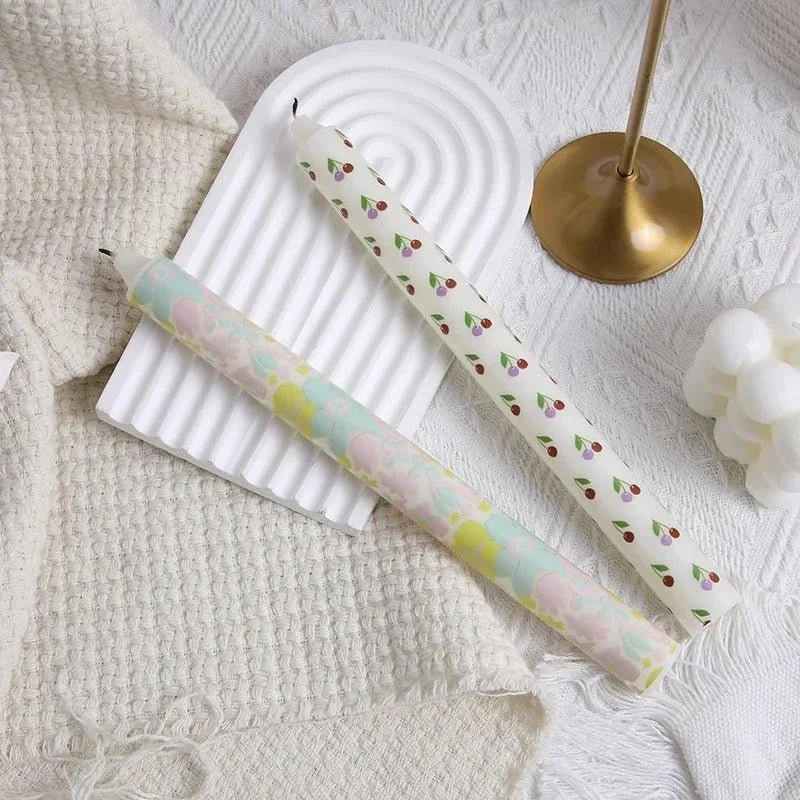 Floral Patterned Tapered Scented Candle -  - #tag1#