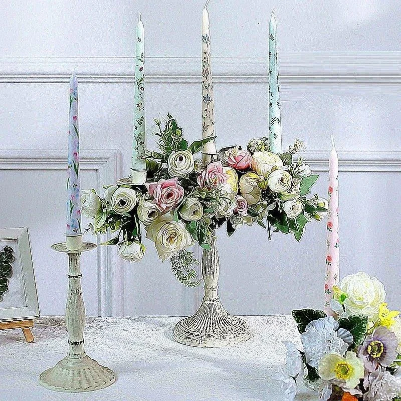 Floral Patterned Tapered Scented Candle -  - #tag1#