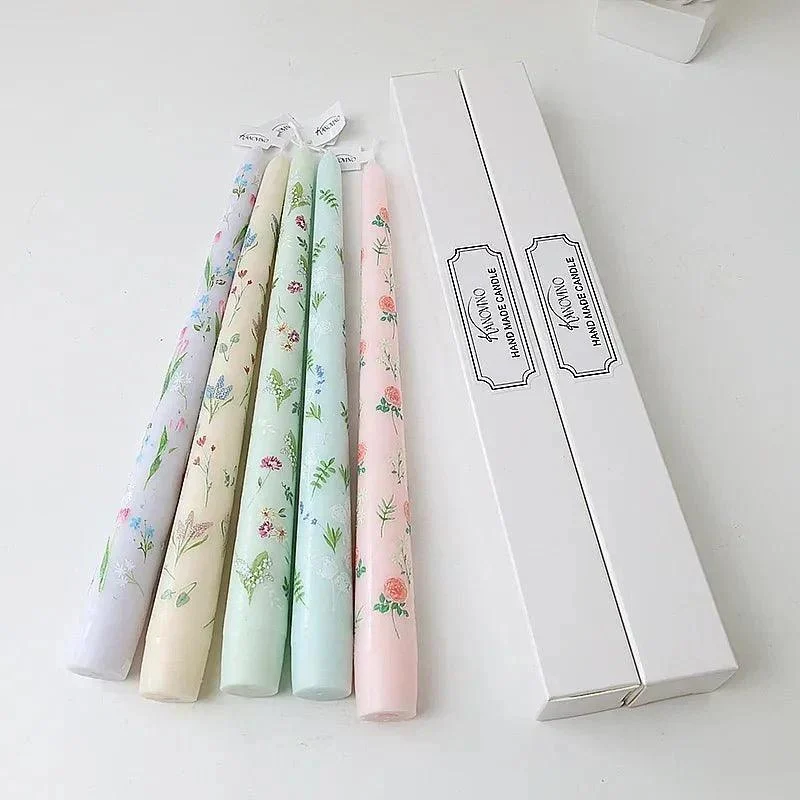 Floral Patterned Tapered Scented Candle -  - #tag1#