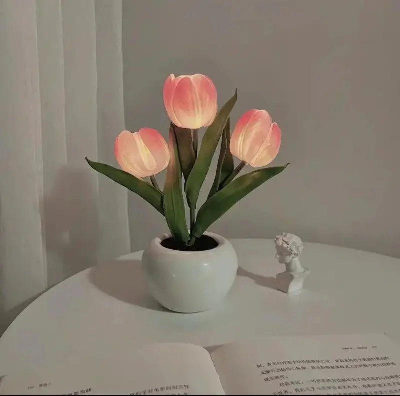Flower shaped LED Tulip Lamp Night Simulation Mood Lighting For Living Room Decoration tag1