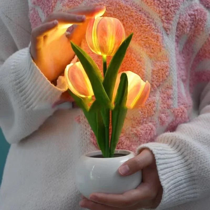 Flower-shaped LED Tulip Lamp - Night Simulation - Mood Lighting - For Living Room/Decoration -  - #tag1#