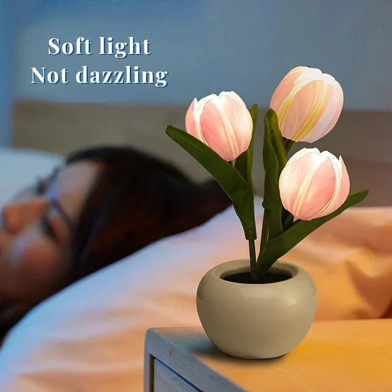 Flower-shaped LED Tulip Lamp - Night Simulation - Mood Lighting - For Living Room/Decoration -  - #tag1#
