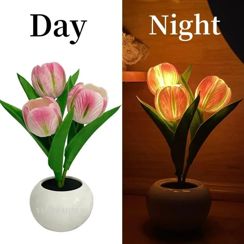 Flower-shaped LED Tulip Lamp - Night Simulation - Mood Lighting - For Living Room/Decoration -  - #tag1#