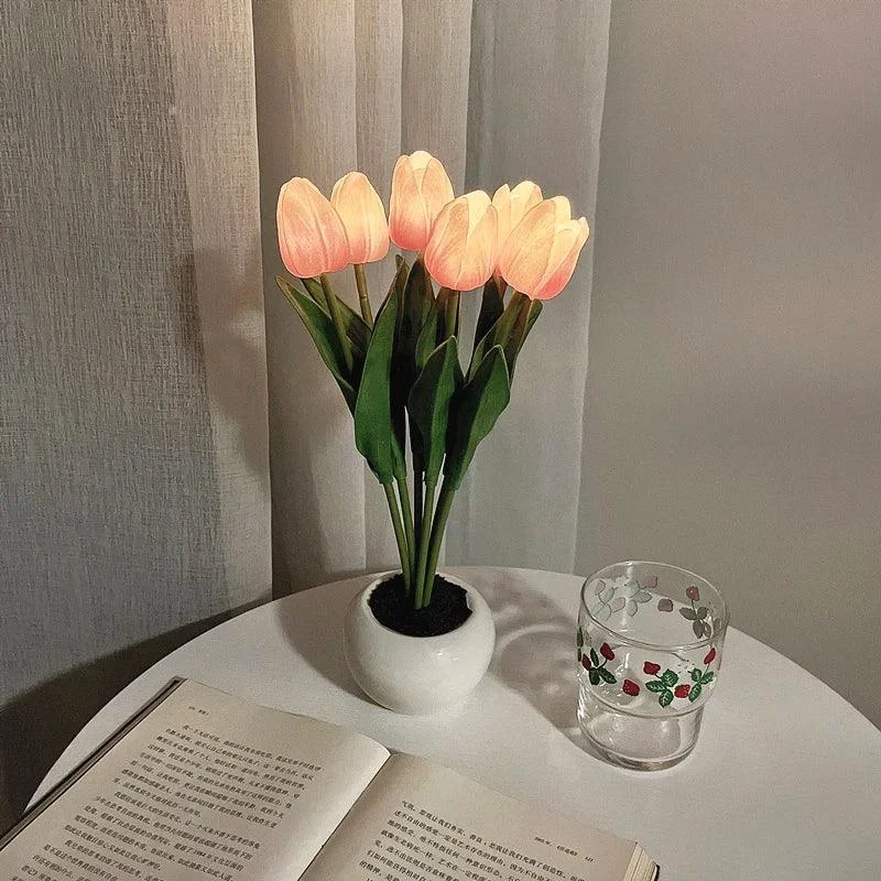 Flower-shaped LED Tulip Lamp - Night Simulation - Mood Lighting - For Living Room/Decoration -  - #tag1#