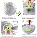 Flower shaped Steel Folding Steamer tag1