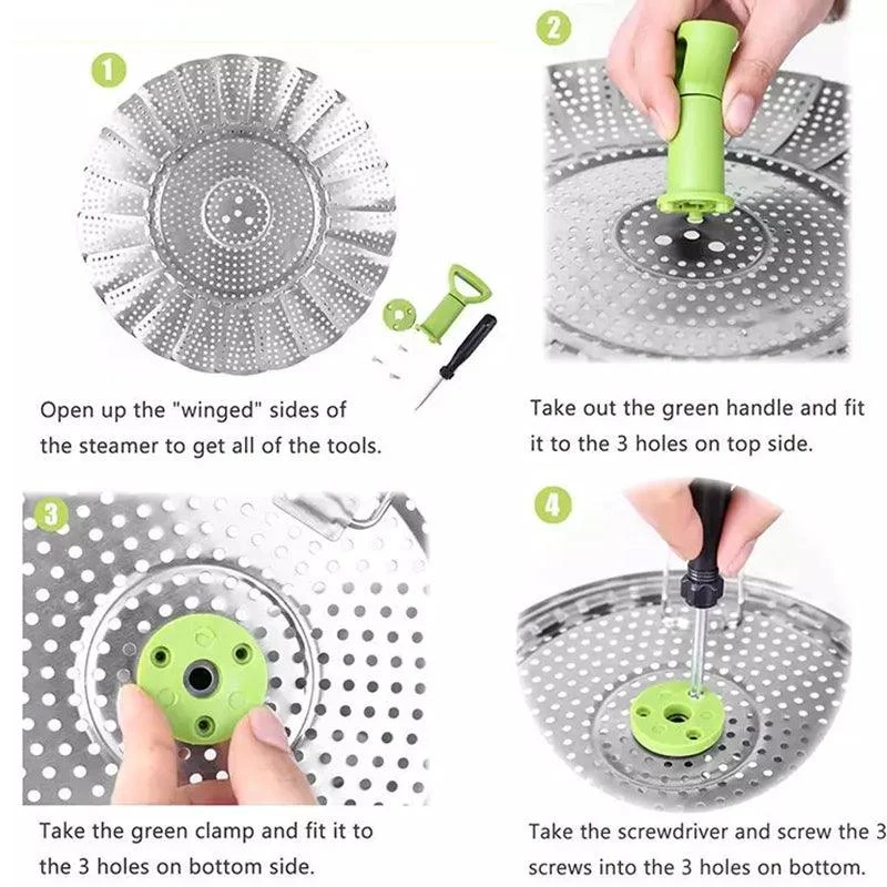 Flower-shaped Steel Folding Steamer -  - #tag1#