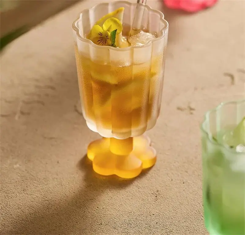 Flower Base Dessert Tall Glass