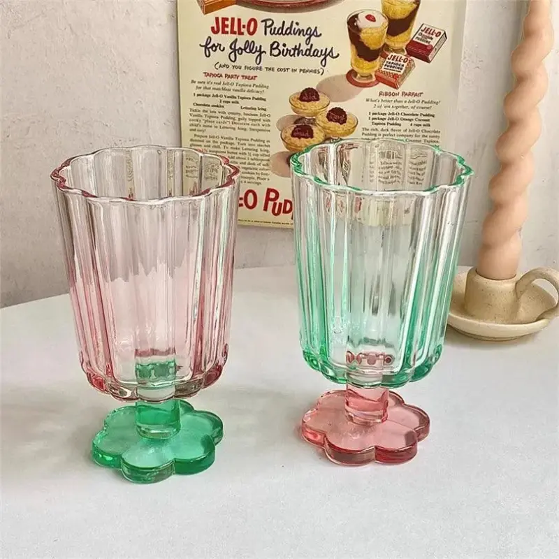Flower Base Dessert Tall Glass
