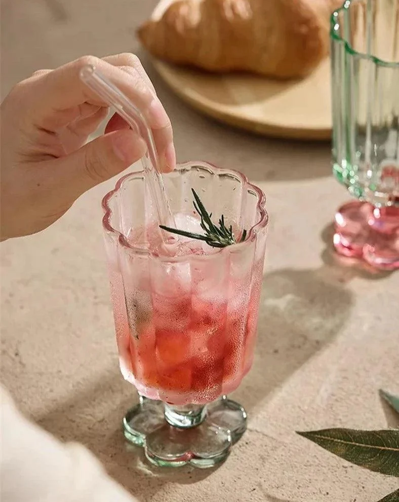 Flower Base Dessert Tall Glass -