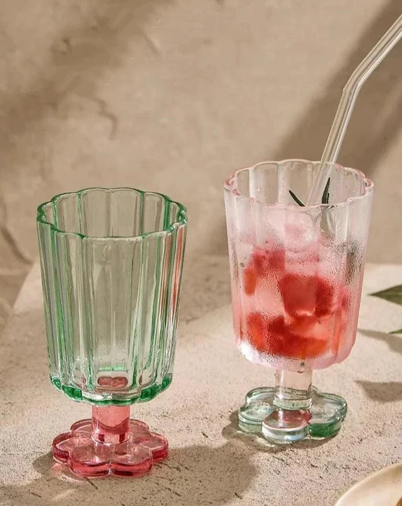 Flower Base Dessert Tall Glass -