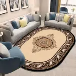 Flower European Oval Rug Living Room Washable Carpet for Bedroom