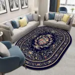 Flower European Oval Rug Living Room Washable Carpet for Bedroom