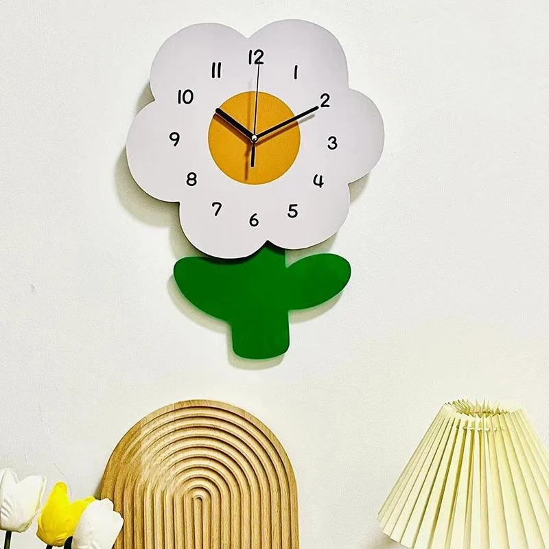 Flower Silent Wall Clock for Livingroom 12 Inches -