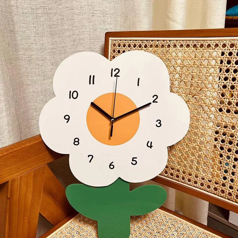 Flower Silent Wall Clock for Livingroom 12 Inches -