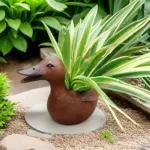 Flowerpot Quacky Duck statue Table ornament tag1