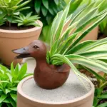 Flowerpot Quacky Duck statue Table ornament tag1